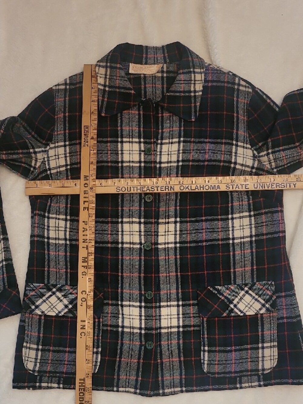 Pendleton Navy, Cream & Red Plaid Button Jacket - Picture 5 of 7
